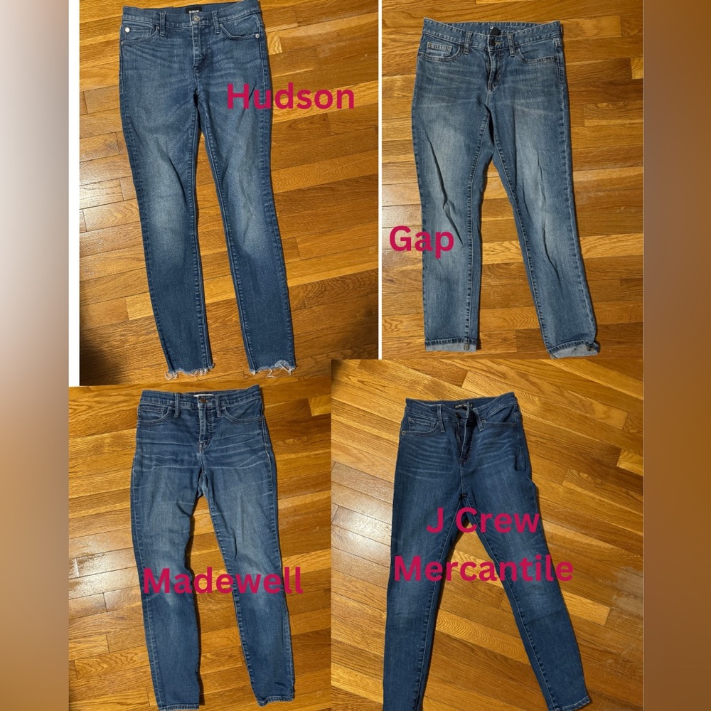 4 Pairs of Jeans - Madewell (26), Mercantile (26), Gap (0/25) Hudson (maybe 25?)